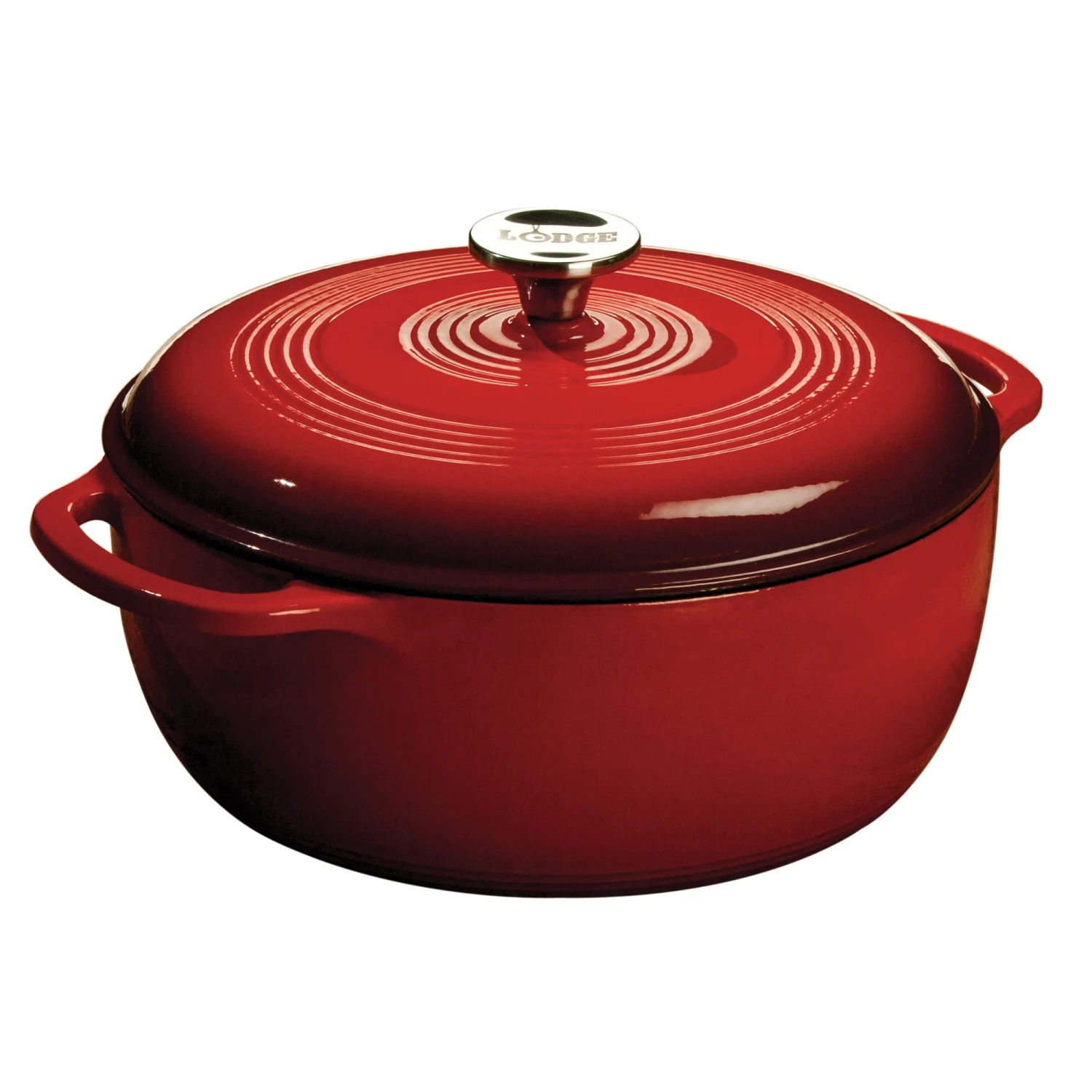 Lodge® EC6D43 Red 6 Quart Cast Iron Dutch Oven With Lid 1 Lodge® EC6D43 Red 6 Quart Cast Iron Dutch Oven With Lid
