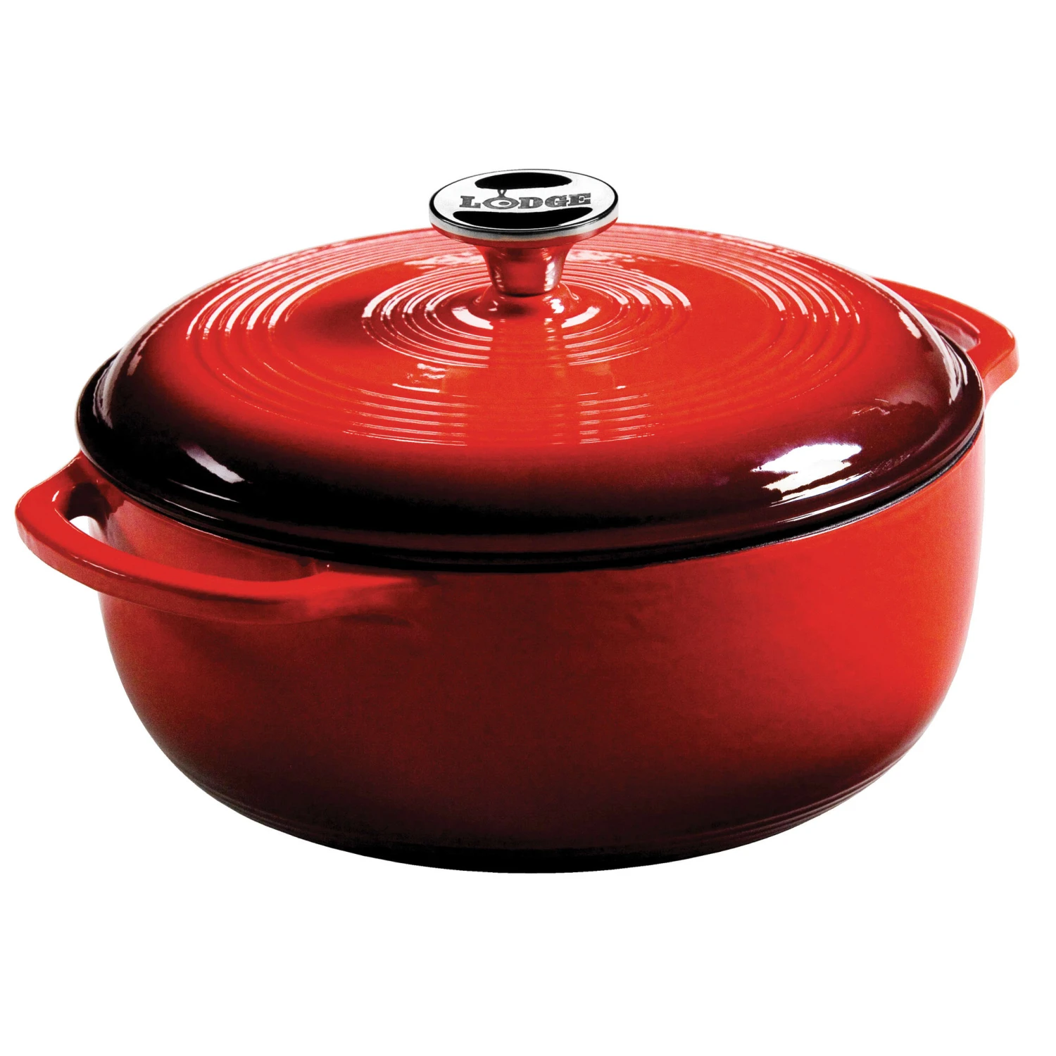 Lodge® EC4D43 Red 4.5 Quart Cast Iron Dutch Oven With Lid 1 Lodge® EC4D43 Red 4.5 Quart Cast Iron Dutch Oven With Lid