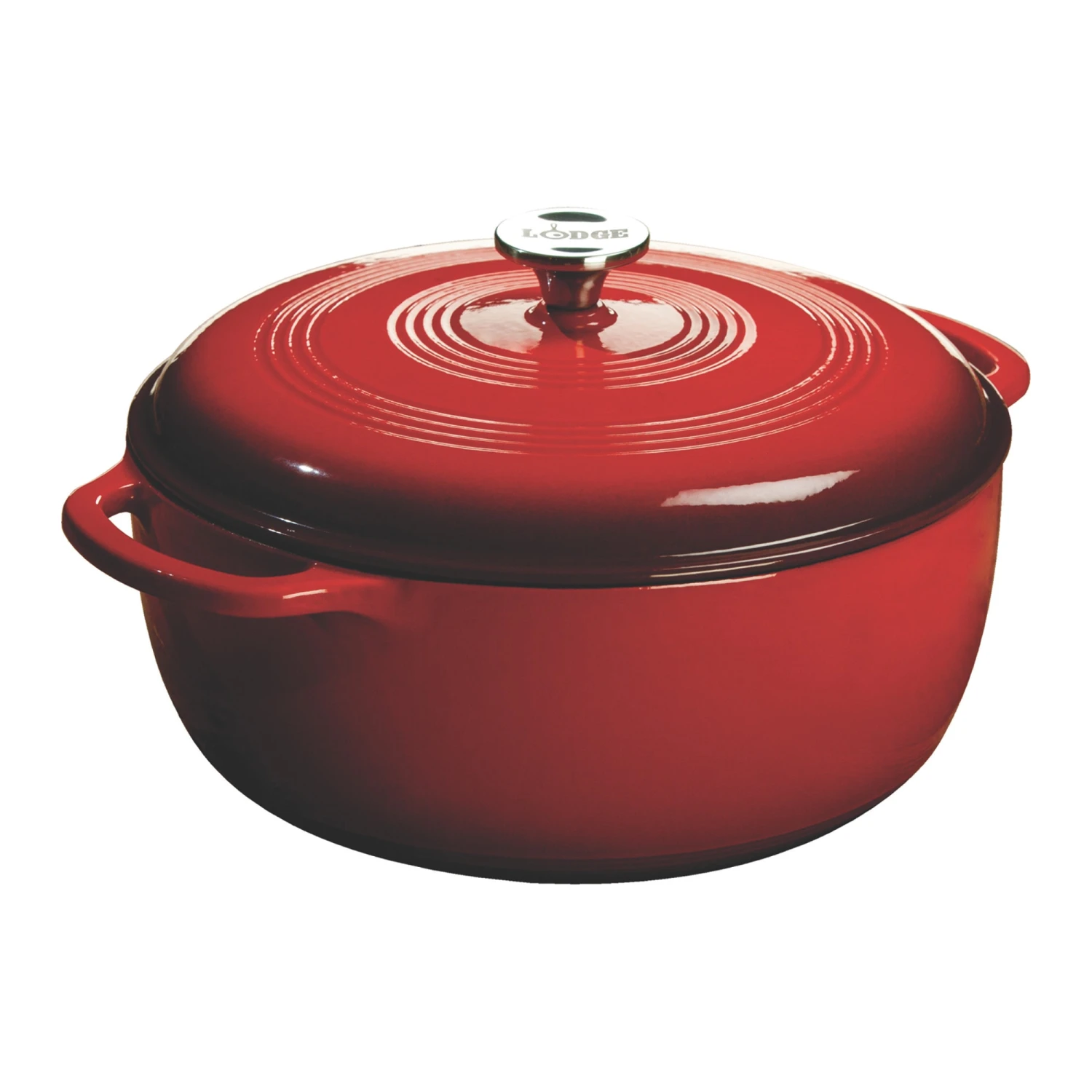 Lodge® EC7D43 Red 7.5 Quart Cast Iron Dutch Oven With Lid 1 Lodge® EC7D43 Red 7.5 Quart Cast Iron Dutch Oven With Lid