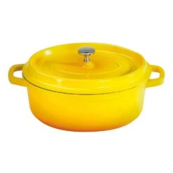G.E.T. CA-009-Y/BK Yellow/Black Oval 3.75 Qt. Dutch Oven W/ Cover Set