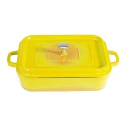 G.E.T. CA-010-Y/BK Yellow/Black 5 Qt. Rect. Roasting Pan W/ Cover Set