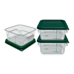 Carlisle 11950-307 2 Quart Square Container With Green Lid - 3 / CS